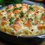 Nudelauflauf mit Lachs und Sahne