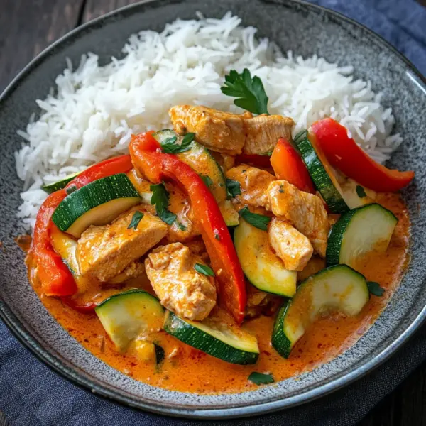 Paprika-Zucchini-Rahm-Hähnchen