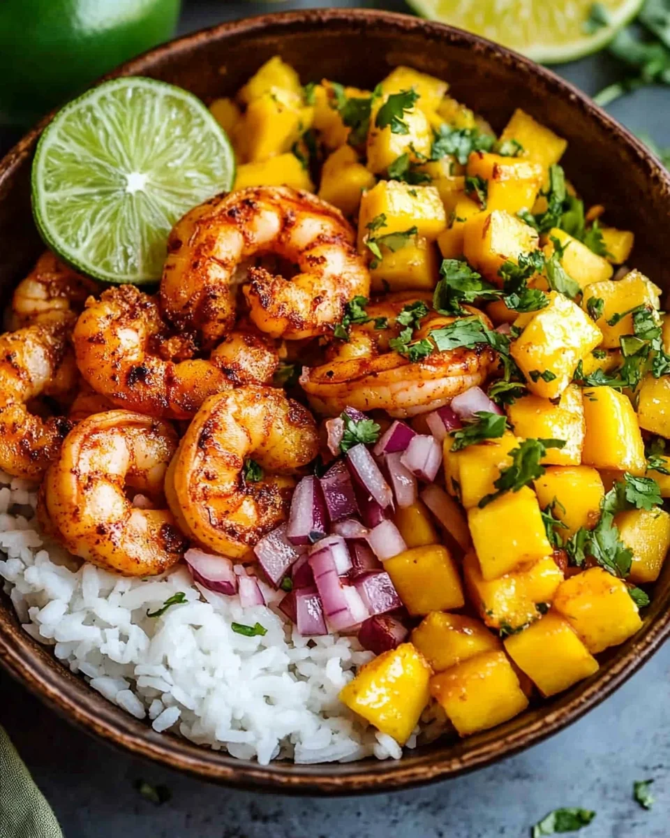 Pikante Garnelen und Mango Salsa Reisbowl 19 Pikante Garnelen und Mango Salsa Reisbowl
