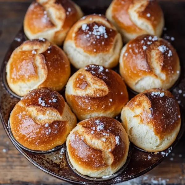 Rezept für Laugenbrötchen im Muffinsblech gebacken