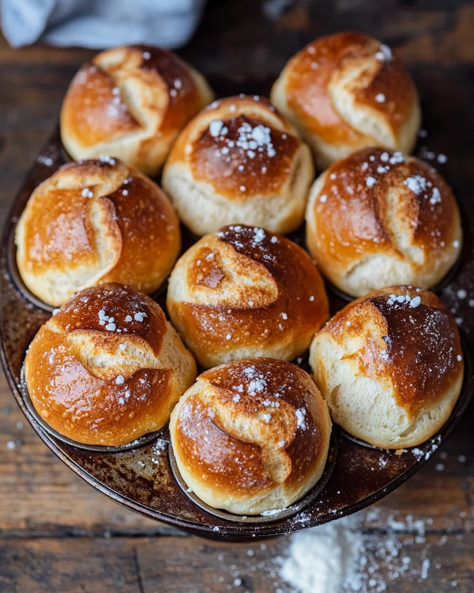 Rezept für Laugenbrötchen im Muffinsblech gebacken