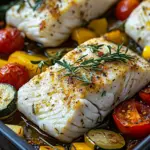 Rezept f&uuml;r mediterran gebackene Fischfilets mit Gem&uuml;se