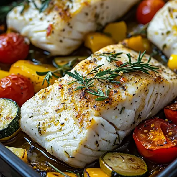 Rezept für mediterran gebackene Fischfilets mit Gemüse