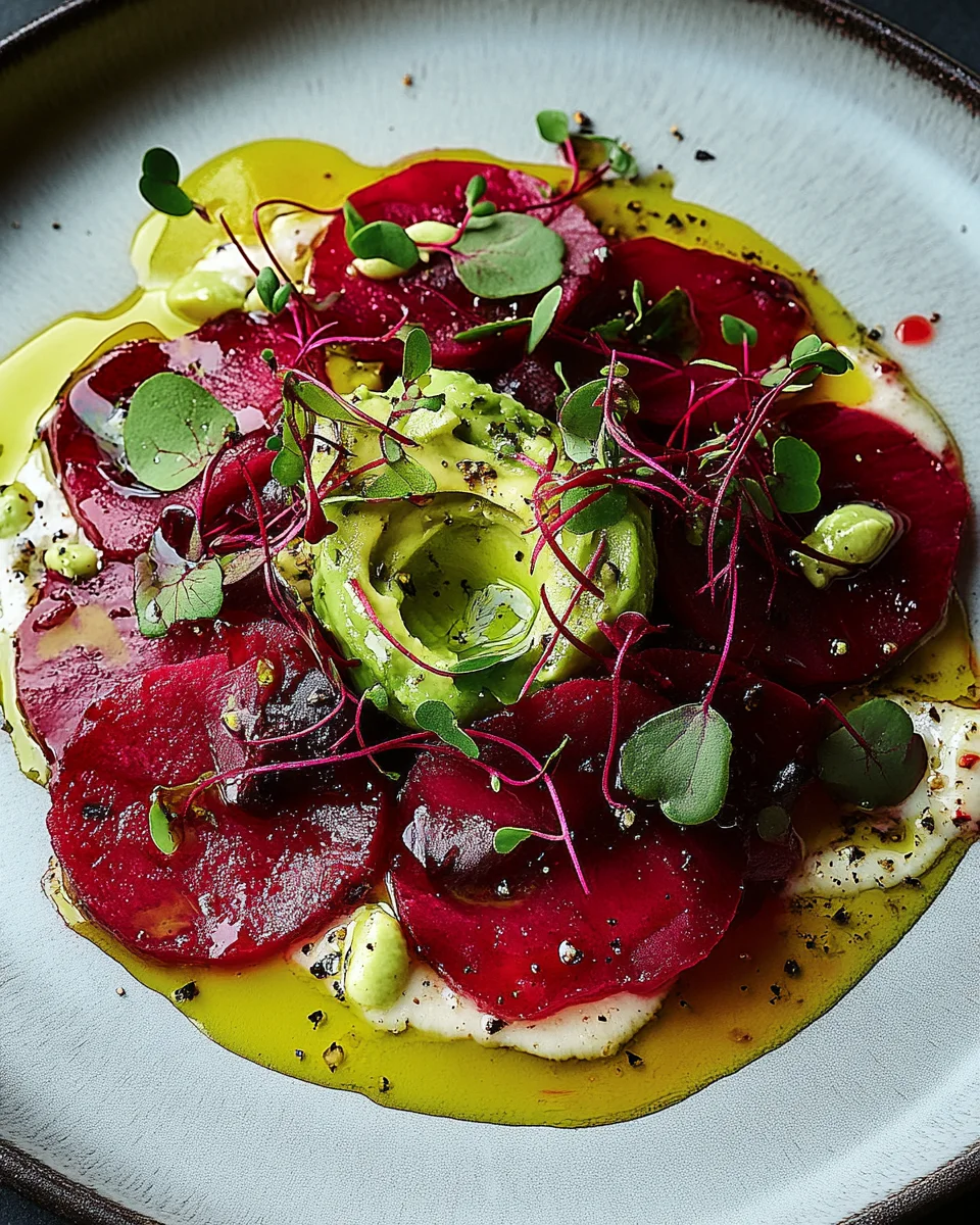 Rote Bete Carpaccio auf Avocadocreme 16 Rote