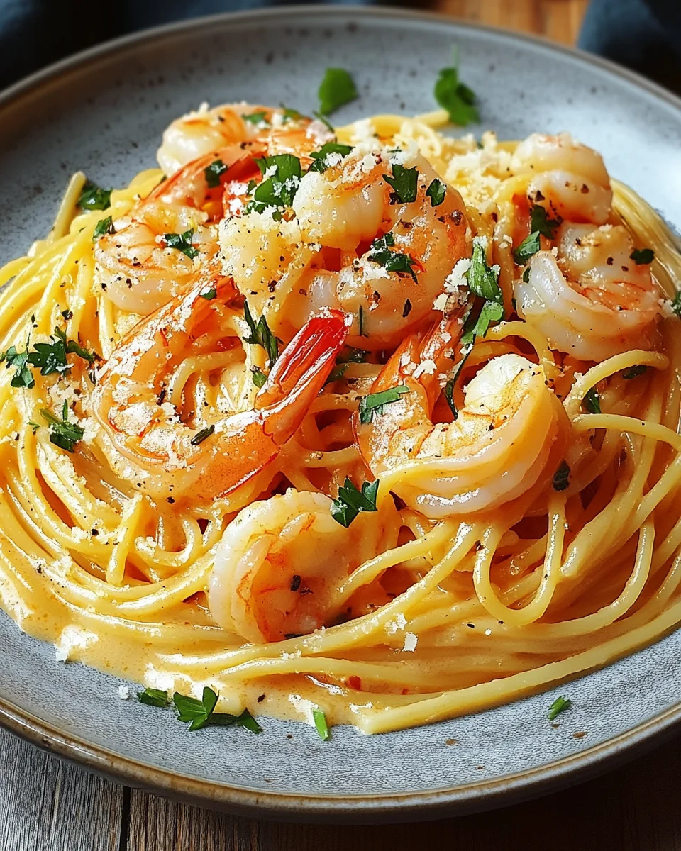 Spaghetti mit Garnelen in Knoblauch-Sahnesauce 19 Spaghetti