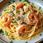 Spaghetti mit Garnelen in Knoblauch-Sahnesauce