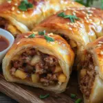 Teig eingerollt mit Hackfleisch Rezept