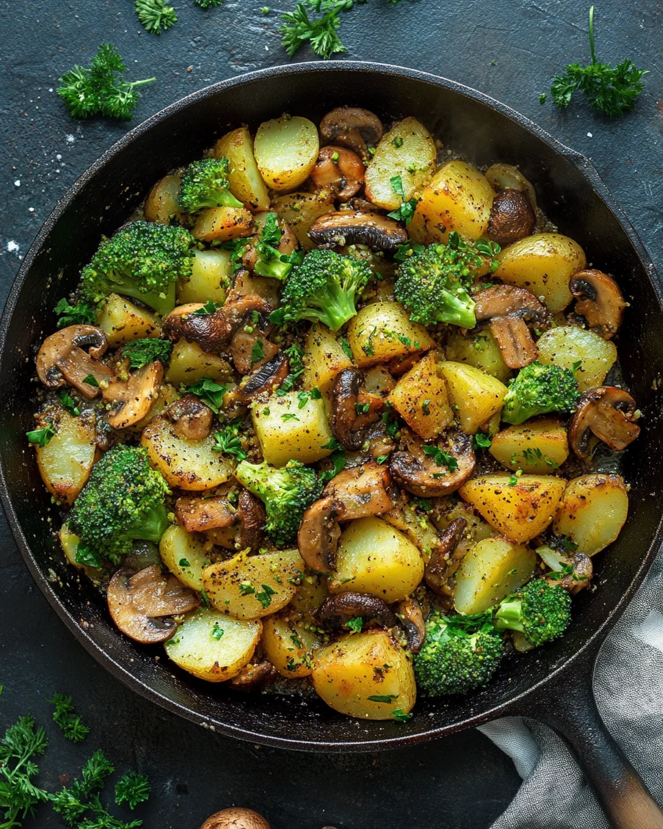 Brokkoli Kartoffel Pfanne mit Pilzen 20 Brokkoli Kartoffel Pfanne mit Pilzen