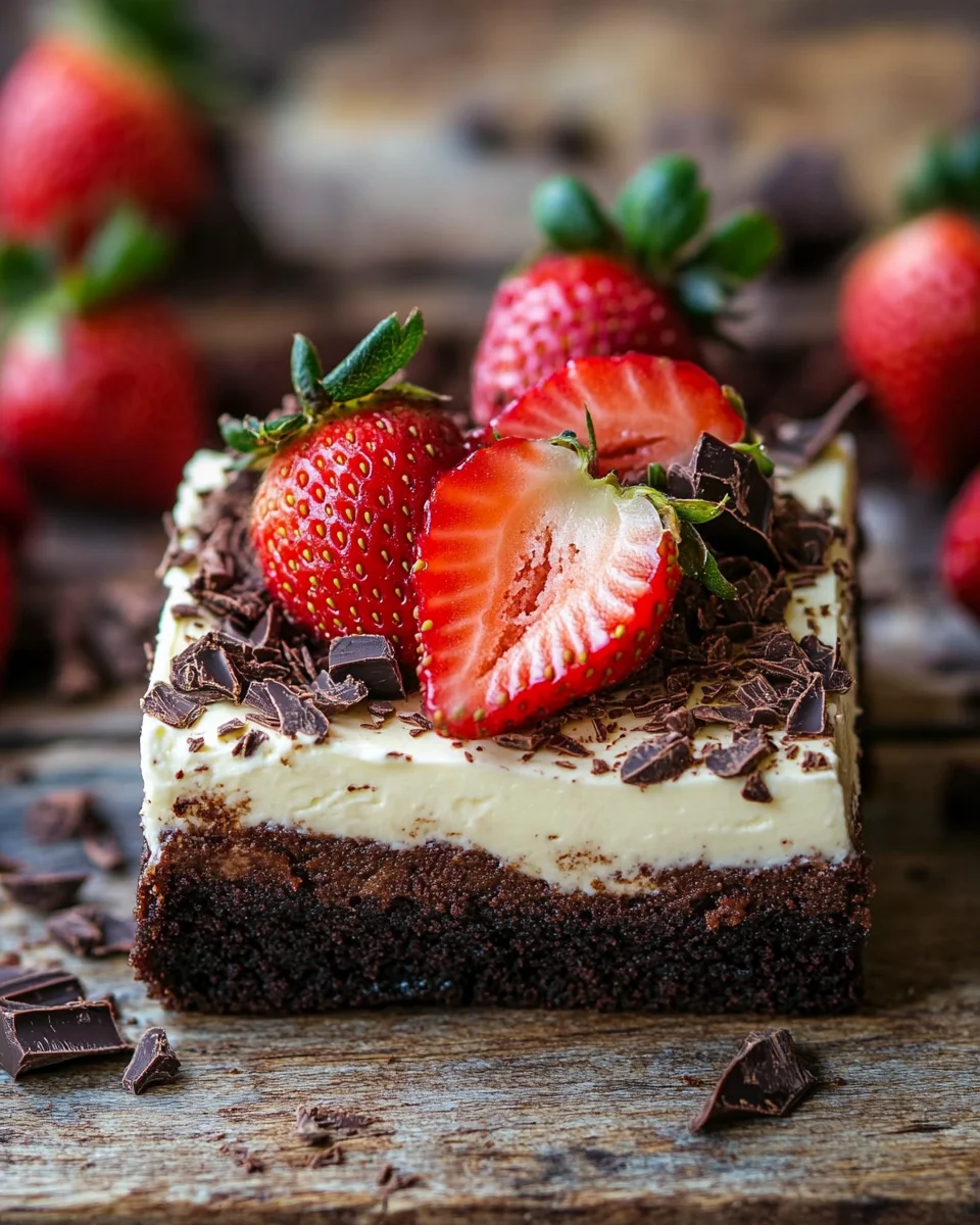 Brownie mit Mascarpone und Erdbeeren