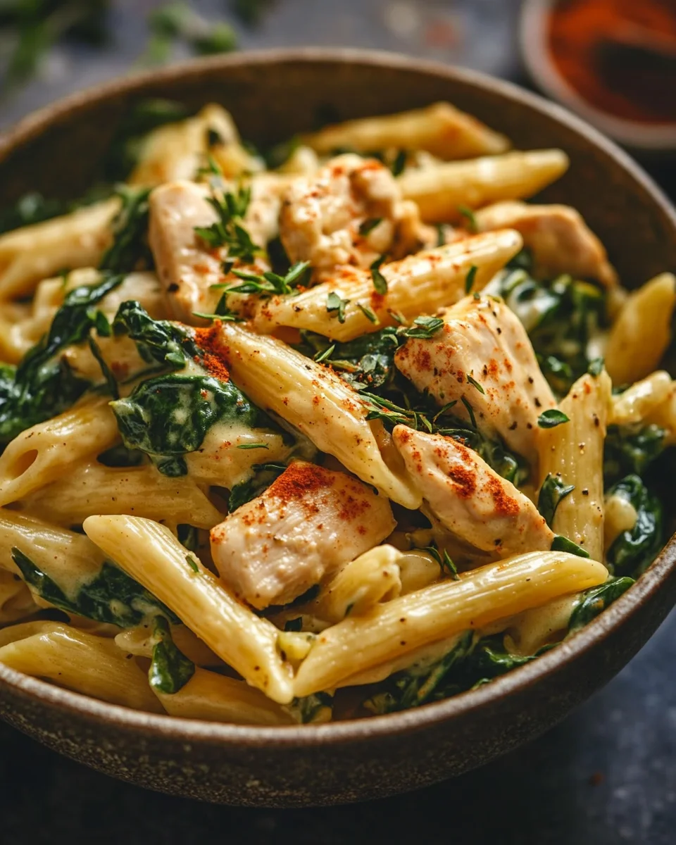Frischkäse Spinat Hähnchen Pasta 24 Frischkäse
