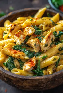 Frischkäse Spinat Hähnchen Pasta
