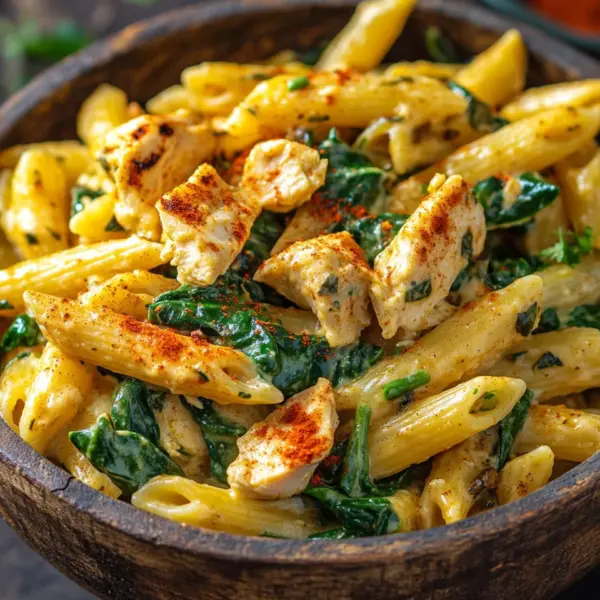 Frischkäse Spinat Hähnchen Pasta