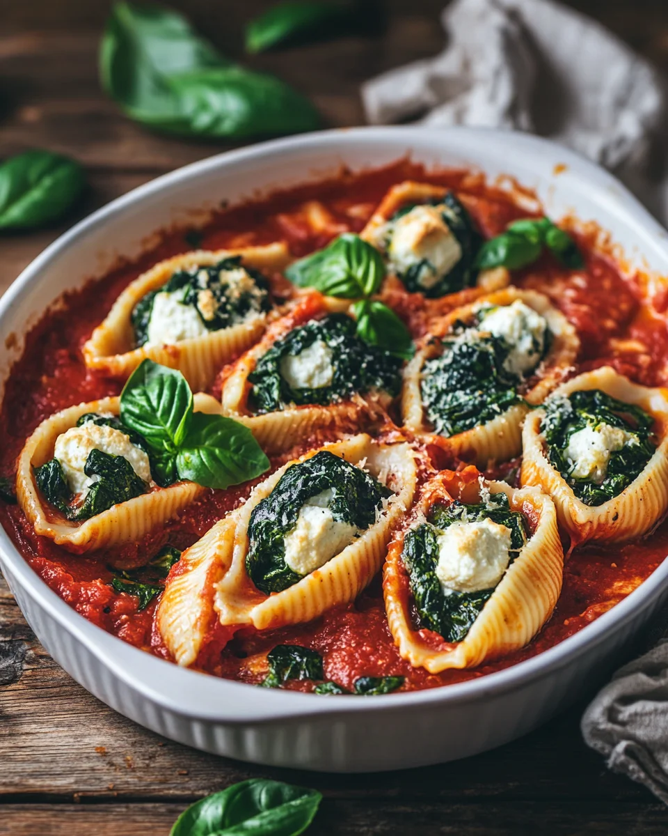 Gefüllte Muschelnudeln mit Ricotta und Spinat 24 Gefüllte Muschelnudeln mit Ricotta und Spinat