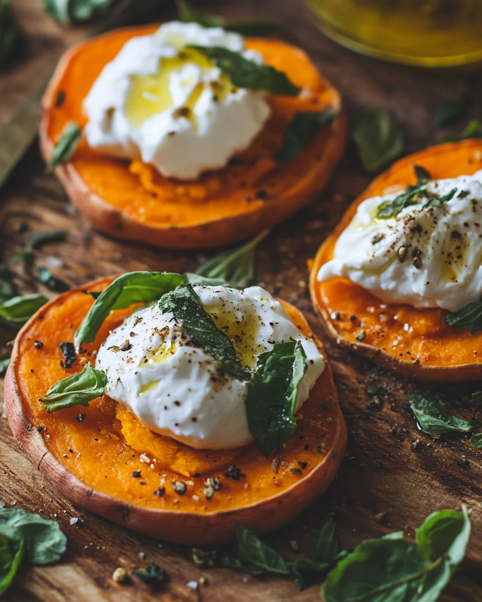 Gefüllte Süßkartoffeln mit Burrata