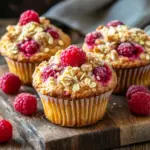 Gesunde Himbeer-Muffins mit Haferflocken-Streuseln