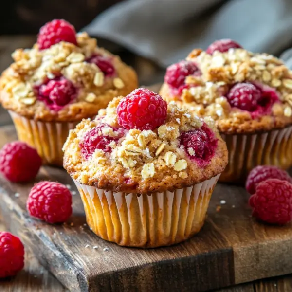 Gesunde Himbeer-Muffins mit Haferflocken-Streuseln