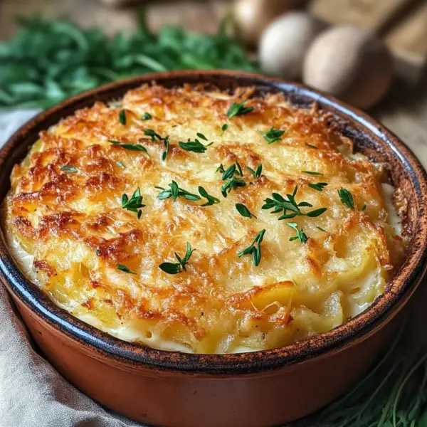 Hüttenkäse Kartoffelrösti Auflauf