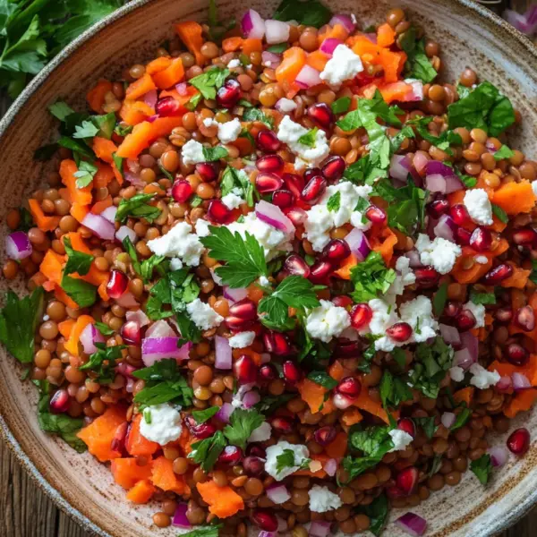 Rote Linsen Salat Orientalisch mit Feta