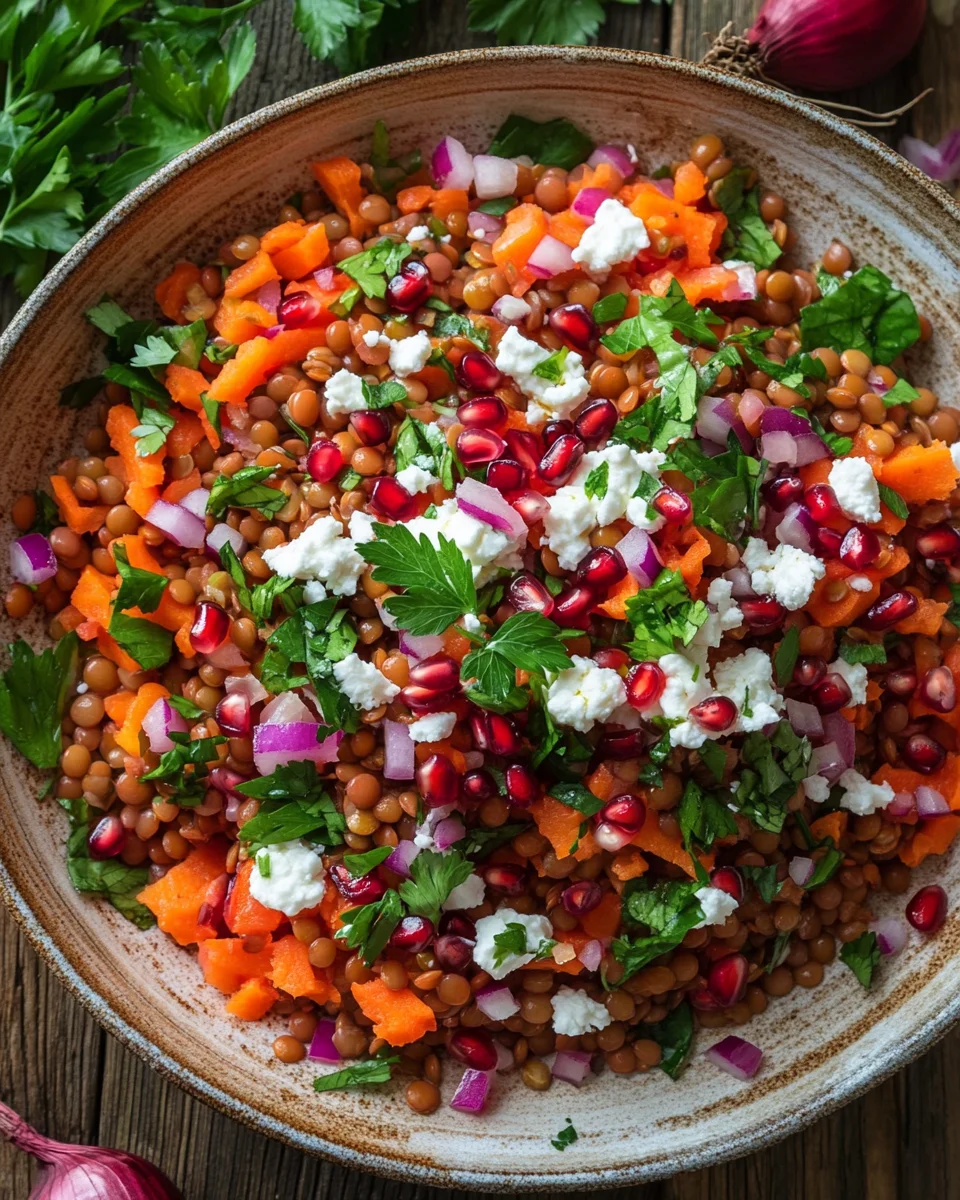 Rote Linsen Salat Orientalisch mit Feta
