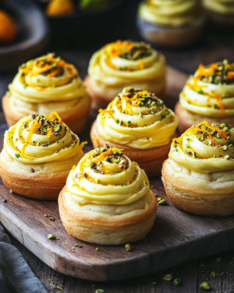 Lockere Pistazien-Heferollen mit Orangen-Frischkäse-Frosting