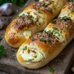 Megalecker Knoblauch Br&ouml;tchen gef&uuml;llt mit Mozzarella K&auml;se Rezept