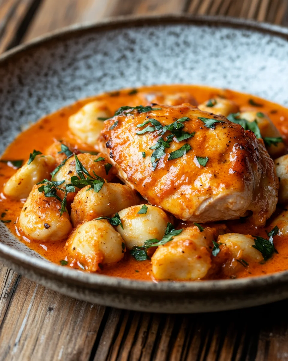 Paprika-Sahne-Hähnchen mit Gnocchi 22 Paprika-Sahne-Hähnchen