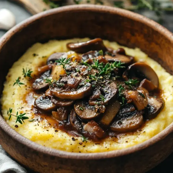 Pilzragout auf Parmesan-Polenta