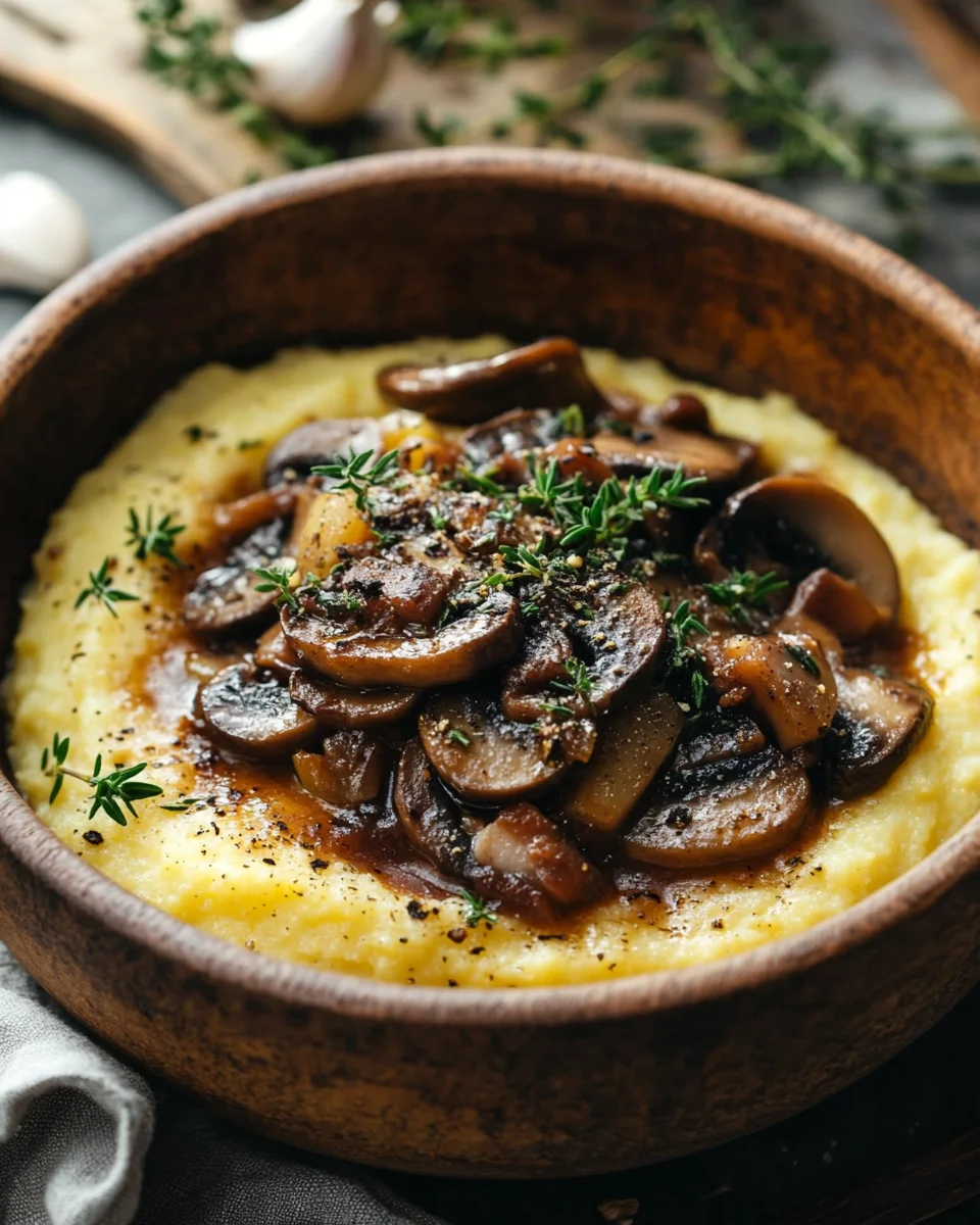 Pilzragout auf Parmesan-Polenta