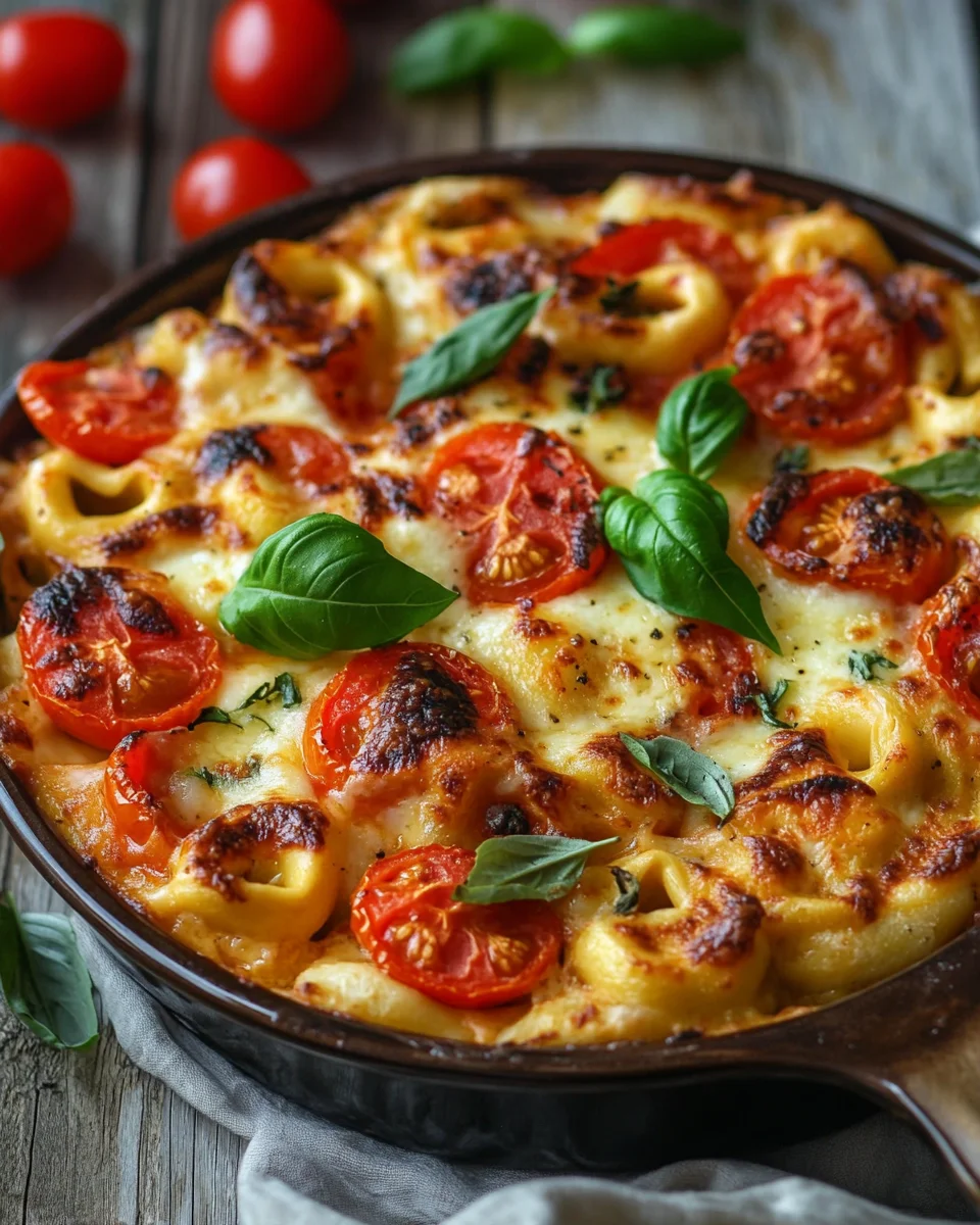 Tortellini-Auflauf mit Tomaten und Mozzarella (vegetarisches Rezept)