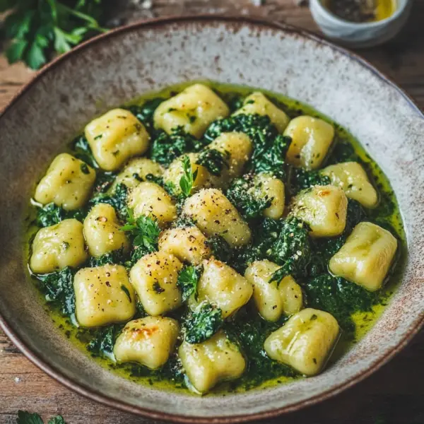 Vegane Gnocchi mit cremiger Spinatsauce