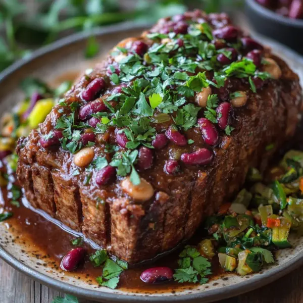 Veganer Braten mit Bohnen