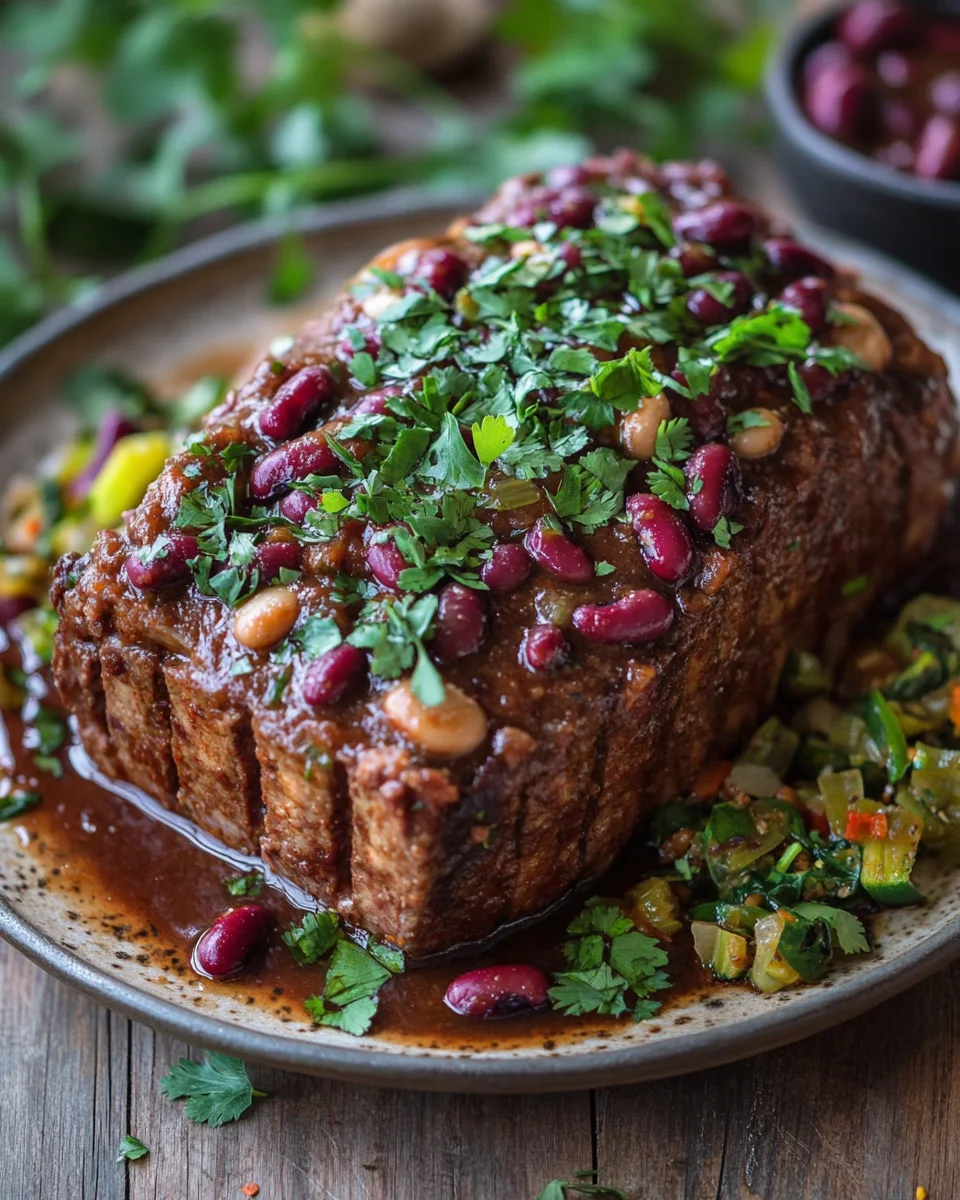 Veganer Braten mit Bohnen