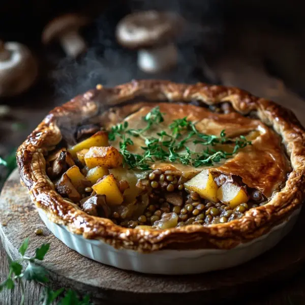 Wirsing-Pie mit Pilz-Linsen-Kartoffelfüllung