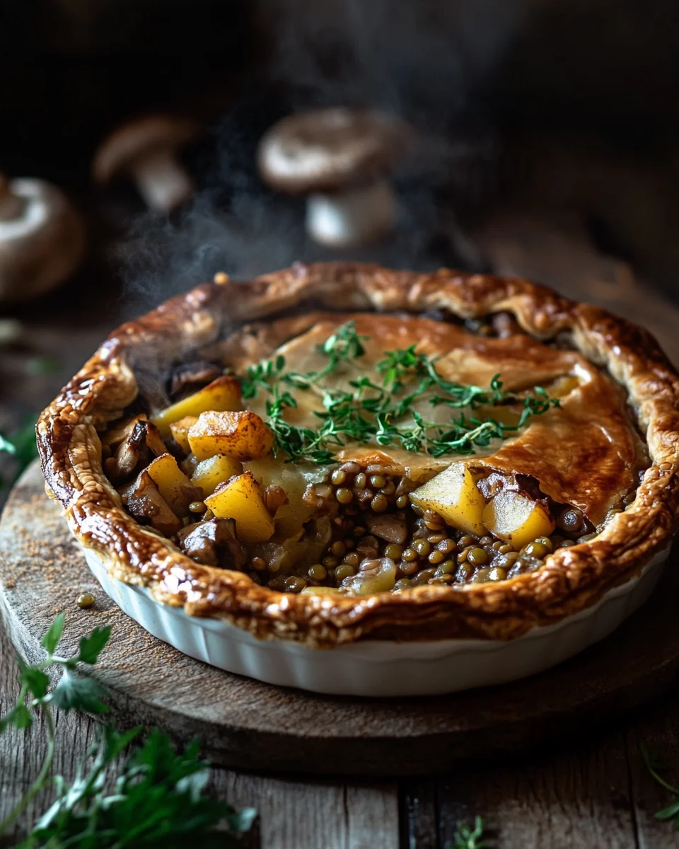 Wirsing-Pie mit Pilz-Linsen-Kartoffelfüllung